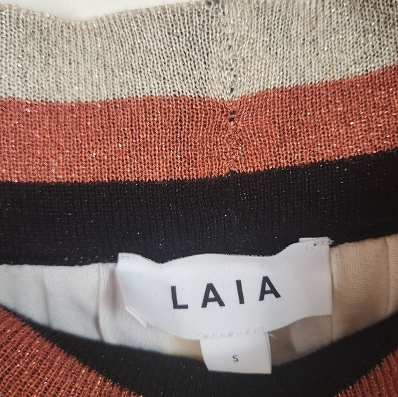 Anthropologie Laia Pink Purple Stripe Midi Knit Swing Skirt Size Small Mod Artsy - Picture 8 of 12